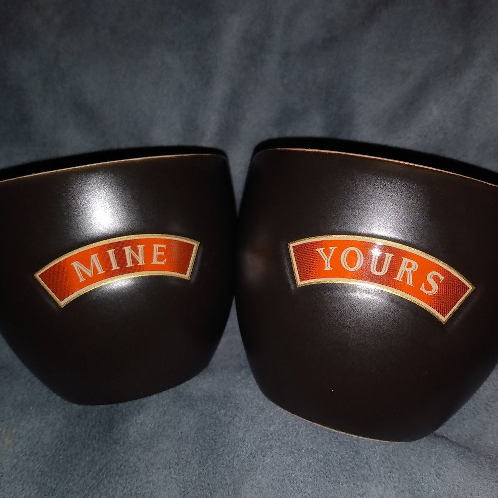 Bailey Irish Cream Flat Mugs Yours and Mine, new, no handles